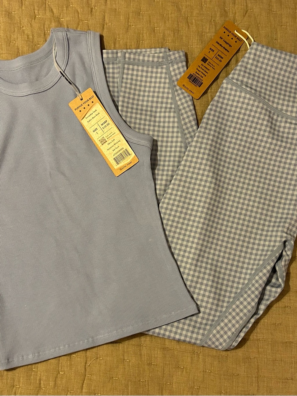 NWT Acta Wear Gingham Pants and Tank Set Size Small